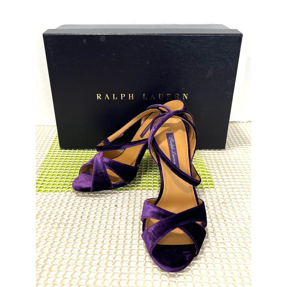 Ralph Lauren Collection Purple Label 6 Purple Velvet Ankle Heel 36B New $850